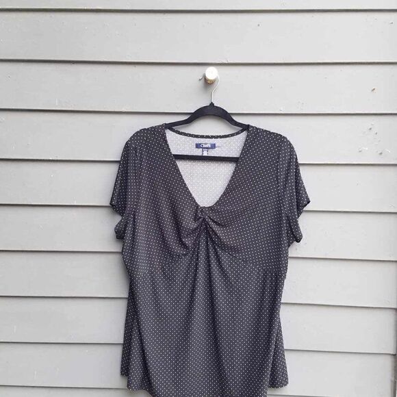 Chaps Black White Polka Dot Knit Top size 1X - Picture 7 of 8